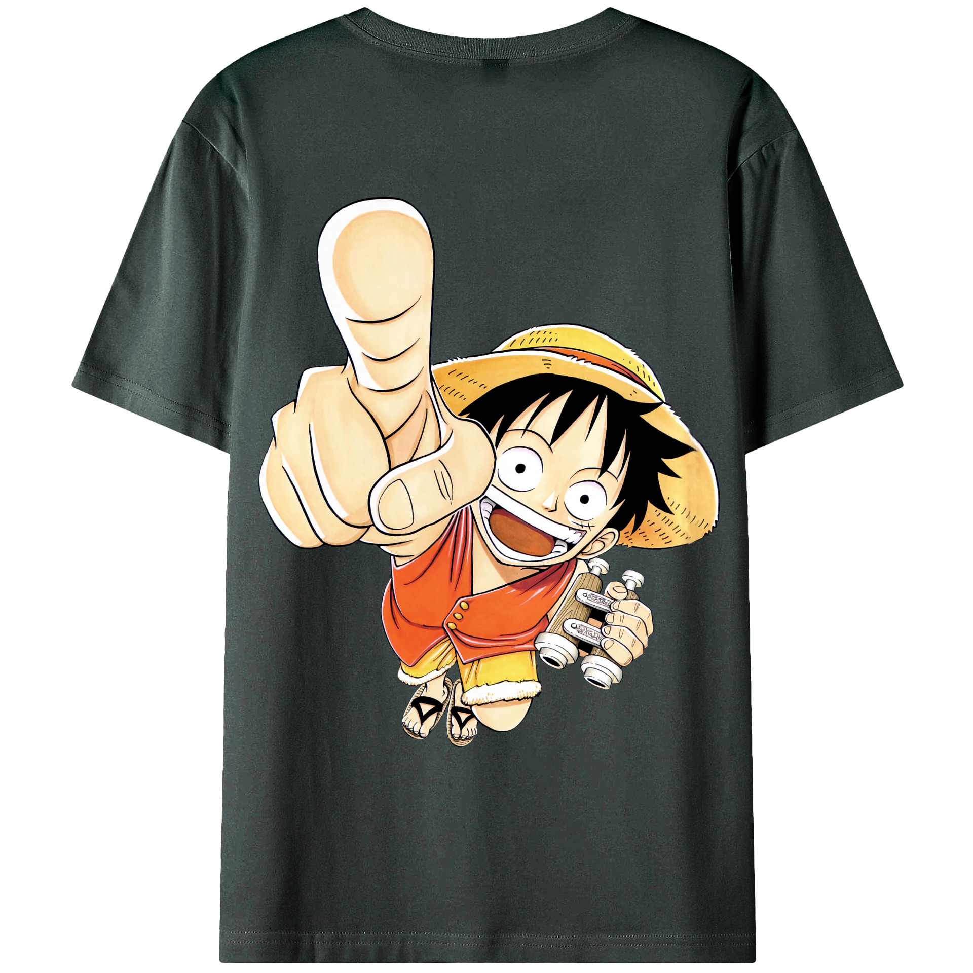ワンピース モンキー・D・ルフィ ONE PIECE Monkey D. Luffy 綿100％ メンズ半袖Tシャツ（バックプリント） 通気性